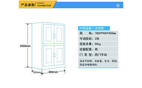 四門帶可視窗pp藥品安全柜尺寸