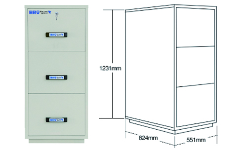 1小時(shí)3抽屜防火文件柜尺寸
